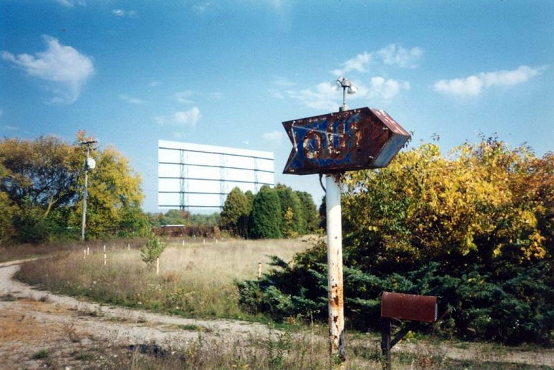 Lakes Drive-In Theatre - Out Sign - Photo From Water Winter Wonderland
